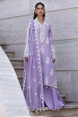 UAE -3 Piece Unstitched Embroidered Lawn Suit with Embroidered Chiffon Dupatta FE-52108