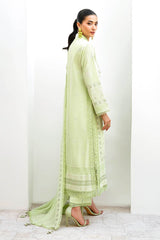 UAE -3 Piece Unstitched Embroidered Lawn Suit with Embroidered Chiffon Dupatta FE-52137