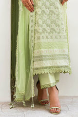 UAE -3 Piece Unstitched Embroidered Lawn Suit with Embroidered Chiffon Dupatta FE-52137