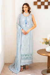 UAE -3 Piece Unstitched Embroidered Lawn Suit with Embroidered Chiffon Dupatta FE-52141