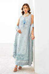 UAE -3 Piece Unstitched Embroidered Lawn Suit with Embroidered Chiffon Dupatta FE-52141