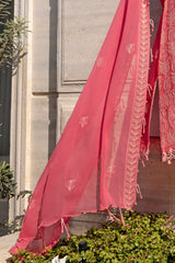 UAE -3 Piece Unstitched Embroidered Lawn Suit with Embroidered Chiffon Dupatta FE-52148