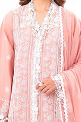UAE -3 Piece Unstitched Embroidered Lawn Suit with Embroidered Chiffon Dupatta FE-52133