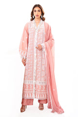 UAE -3 Piece Unstitched Embroidered Lawn Suit with Embroidered Chiffon Dupatta FE-52133
