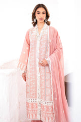UAE -3 Piece Unstitched Embroidered Lawn Suit with Embroidered Chiffon Dupatta FE-52133