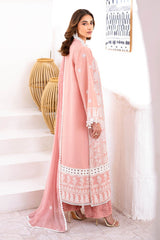 UAE -3 Piece Unstitched Embroidered Lawn Suit with Embroidered Chiffon Dupatta FE-52133