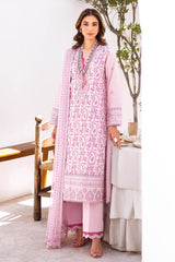 UAE -3 Piece Unstitched Embroidered Lawn Suit with Embroidered Chiffon Dupatta FE-52136