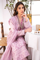 UAE -3 Piece Unstitched Embroidered Lawn Suit with Embroidered Chiffon Dupatta FE-52136