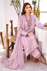 UAE -3 Piece Unstitched Embroidered Lawn Suit with Embroidered Chiffon Dupatta FE-52136