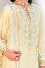 UAE -3 Piece Unstitched Embroidered Lawn Suit with Embroidered Chiffon Dupatta FE-52140