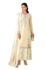 UAE -3 Piece Unstitched Embroidered Lawn Suit with Embroidered Chiffon Dupatta FE-52140