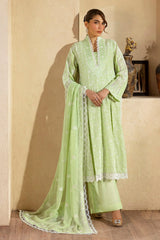 UAE -3 Piece Unstitched Embroidered Lawn suit with Embroidered Chiffon Dupatta PM-52058