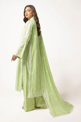 UAE -3 Piece Unstitched Embroidered Lawn suit with Embroidered Chiffon Dupatta PM-52058