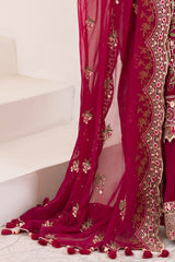 UAE -3 Piece Unstitched Embroidered Lawn Suit with Embroidered Chiffon Dupatta FE-52129