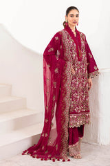 UAE -3 Piece Unstitched Embroidered Lawn Suit with Embroidered Chiffon Dupatta FE-52129