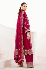 UAE -3 Piece Unstitched Embroidered Lawn Suit with Embroidered Chiffon Dupatta FE-52129