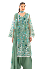 UAE -3 Piece Unstitched Embroidered Organza Suit with Embroidered Chiffon Dupatta FE-52157