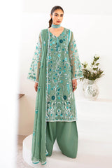 UAE -3 Piece Unstitched Embroidered Organza Suit with Embroidered Chiffon Dupatta FE-52157