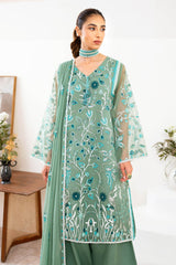 UAE -3 Piece Unstitched Embroidered Organza Suit with Embroidered Chiffon Dupatta FE-52157