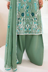 UAE -3 Piece Unstitched Embroidered Organza Suit with Embroidered Chiffon Dupatta FE-52157