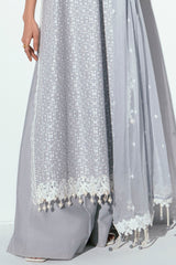UAE -3 Piece Unstitched Schiffli Embroidered Lawn Suit with Embroidered Chiffon Dupatta PM-52048
