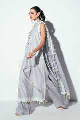 UAE -3 Piece Unstitched Schiffli Embroidered Lawn Suit with Embroidered Chiffon Dupatta PM-52048