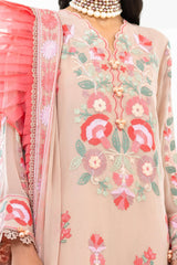 UAE -3 Piece Unstitched Embroidered Chiffon Suit with Embroidered Chiffon Dupatta FE-52169