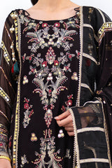 UAE -3 Piece Unstitched Embroidered Chiffon Suit with Embroidered Chiffon Dupatta FE-52167
