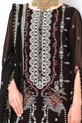 UAE -3 Piece Unstitched Embroidered Chiffon Suit with Embroidered Chiffon Dupatta FE-52081
