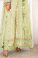 UAE -3 Piece Unstitched Embroidered Swiss Voile Suit with Embroidered Chiffon Dupatta FE-52166