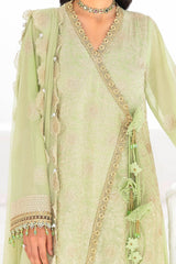 UAE -3 Piece Unstitched Embroidered Swiss Voile Suit with Embroidered Chiffon Dupatta FE-52166