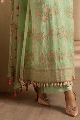 UAE -3 Piece Unstitched Embroidered Swiss Voile Suit with Embroidered Chiffon Dupatta LSV-52006