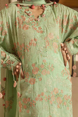 UAE -3 Piece Unstitched Embroidered Swiss Voile Suit with Embroidered Chiffon Dupatta LSV-52006