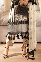 UAE -3 Piece Unstitched Embroidered Swiss Voile Suit with Embroidered Chiffon Dupatta LSV-52009