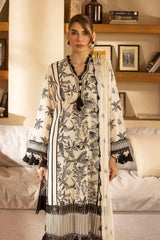 UAE -3 Piece Unstitched Embroidered Swiss Voile Suit with Embroidered Chiffon Dupatta LSV-52009