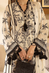 UAE -3 Piece Unstitched Embroidered Swiss Voile Suit with Embroidered Chiffon Dupatta LSV-52009