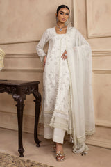 UAE -3 Piece Unstitched Embroidered Swiss Voile Suit with Embroidered Chiffon Dupatta with Lace LSV-52017