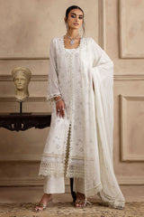 UAE -3 Piece Unstitched Embroidered Swiss Voile Suit with Embroidered Chiffon Dupatta with Lace LSV-52017