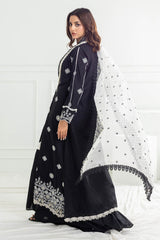 UAE -3 Piece Unstitched Schiffli Embroidered Lawn Suit with Embroidered Cotton Net Dupatta CN-52001