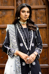 UAE -3 Piece Unstitched Schiffli Embroidered Lawn Suit with Embroidered Cotton Net Dupatta CN-52001