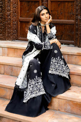 UAE -3 Piece Unstitched Schiffli Embroidered Lawn Suit with Embroidered Cotton Net Dupatta CN-52001