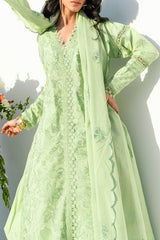 UAE -3 Piece Unstitched Embroidered Lawn Suit with Embroidered Denting Lawn Dupatta DN-52018