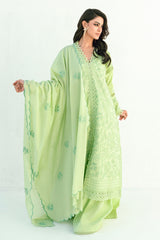 UAE -3 Piece Unstitched Embroidered Lawn Suit with Embroidered Denting Lawn Dupatta DN-52018
