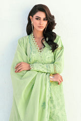 UAE -3 Piece Unstitched Embroidered Lawn Suit with Embroidered Denting Lawn Dupatta DN-52018