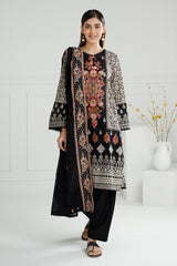 UAE -3 Piece Unstithed Printed Lawn Suit with Embroidered Denting Lawn Dupatta DN-52012