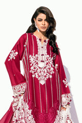 UAE -3 Piece Unstitched Embroidered Printed Denting Lawn Suit DN-42040