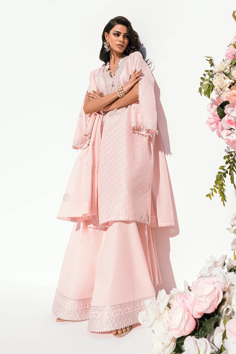 UAE -3 Piece Unstitched Embroidered Printed Denting Lawn Suit DN-42042
