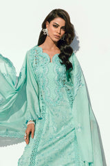 UAE -3 Piece Unstitched Embroidered Printed Denting Lawn Suit DN-52013