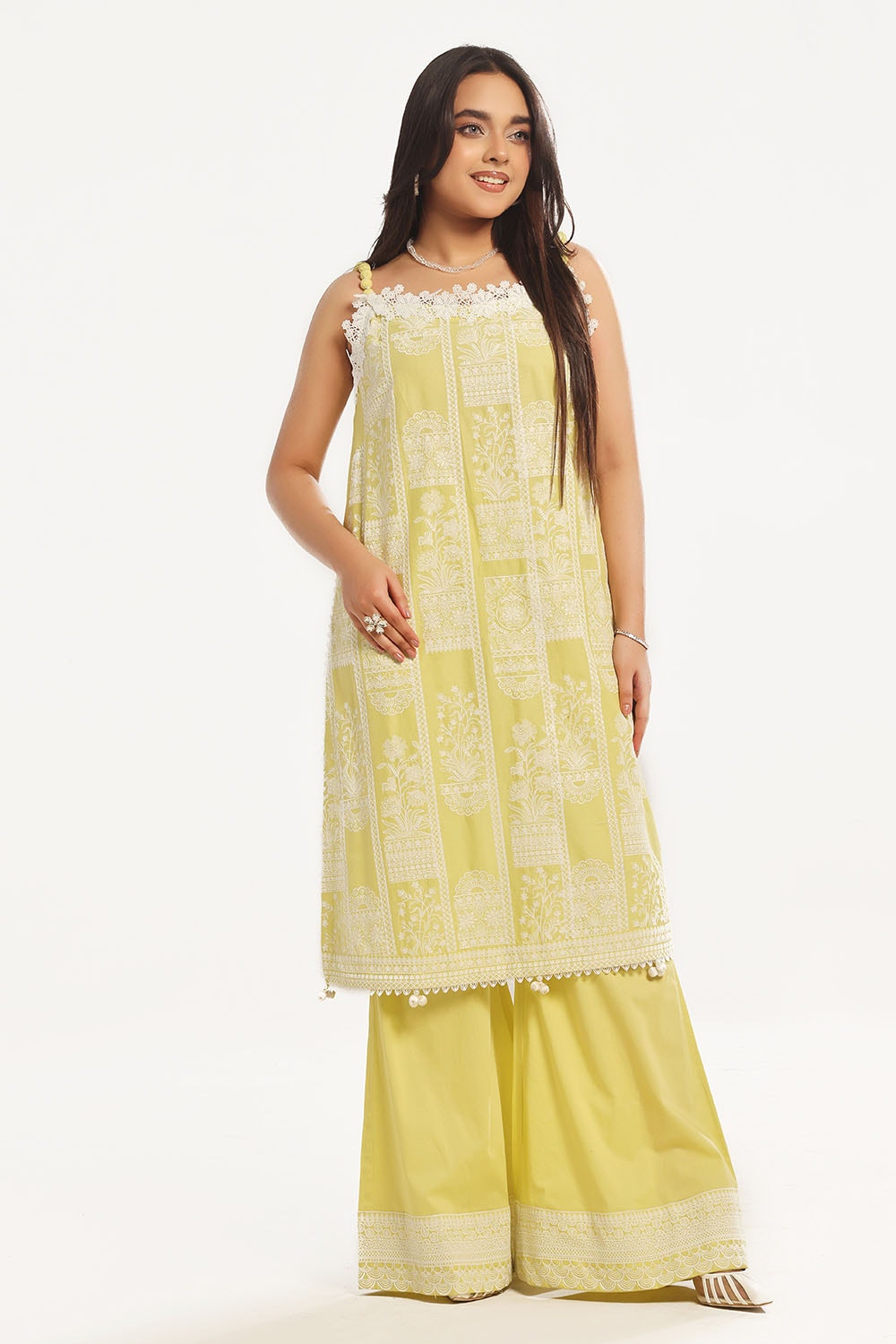 UAE -2 Piece Unstitched Embroidered Lawn Shirt with Dyed Trouser TL-52088