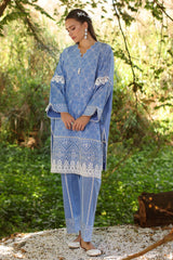 UAE -2 Piece Unstitched Embroidered Lawn Shirt with Dyed Trouser TL-52089